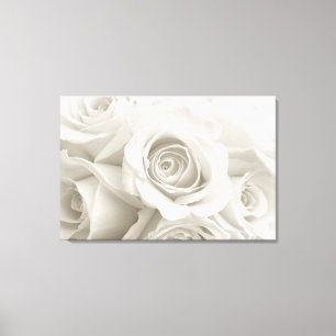 Flowers   White Roses Canvas Afdruk