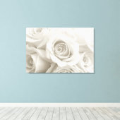 Flowers | White Roses Canvas Afdruk (Insitu (Houten vloer))