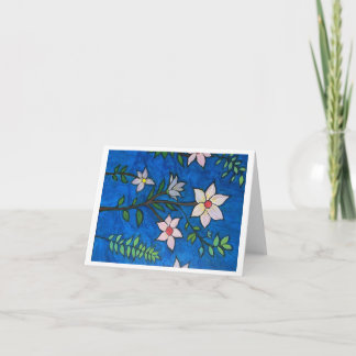 Flowers with Blue Background Greeting Card Bedankkaart