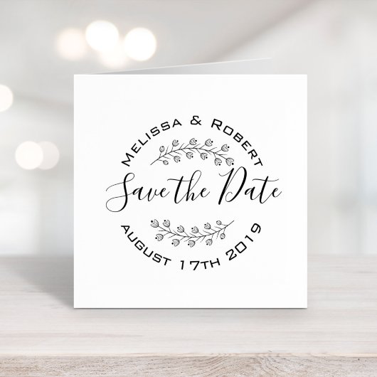 Flowers Wreath Modern Wedding Save the Date 2 Rubberstempel