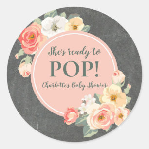 Flowers Ze is klaar om Pop Baby shower Label