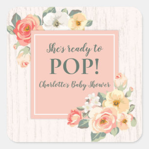 Flowers Ze is klaar om Pop Baby shower Label