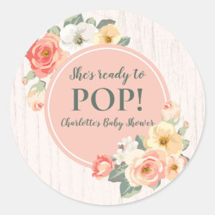 Flowers Ze is klaar om Pop Baby shower Label