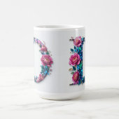 Flowery D letter koffie mok (Center)