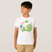 Flowery French Horn Kinder Music Tee Shirt Gift (Voorkant volledig)