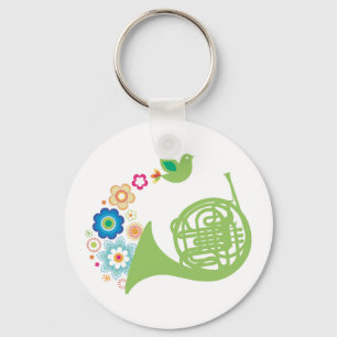 Flowery French Horn Music Gift Sleutelhanger
