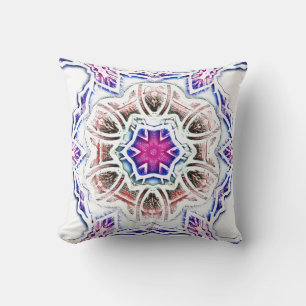 Flowery in plaster text, soft shadow on white kussen