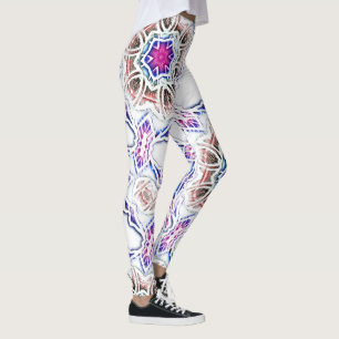 Flowery in plaster text, soft shadow on white leggings