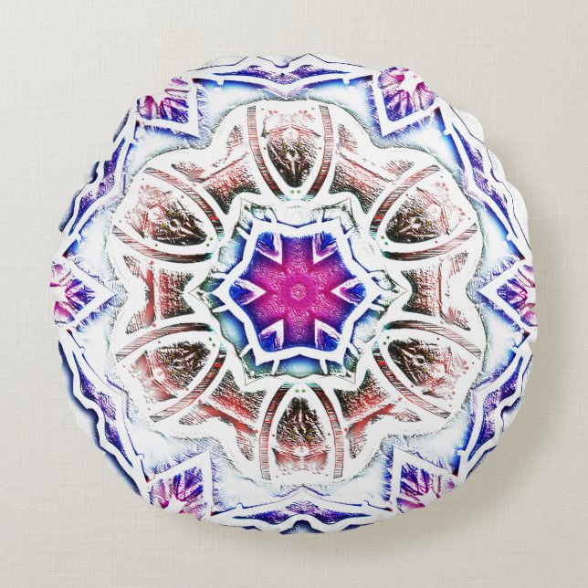 Flowery in plaster text, soft shadow on white rond kussen (Voorkant)