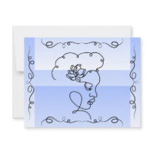 Flowing Beauty: Periwinkle Line Art Blank Kaart