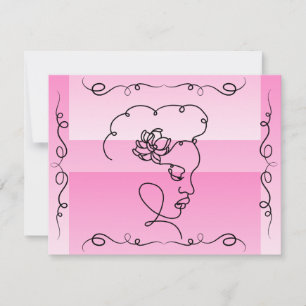 Flowing Beauty: Roos Line Art Blank Kaart