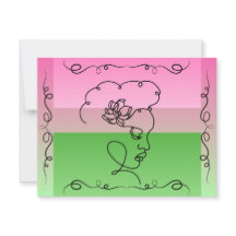 Flowing Beauty: Roselle Line Art Blank Kaart