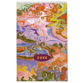 Flowing Color Marbling abstracte kunst - lang Kalender (Hoes)
