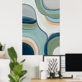 Flowing Green and Blue Curves Abstract Art Print (Thuiskantoor)