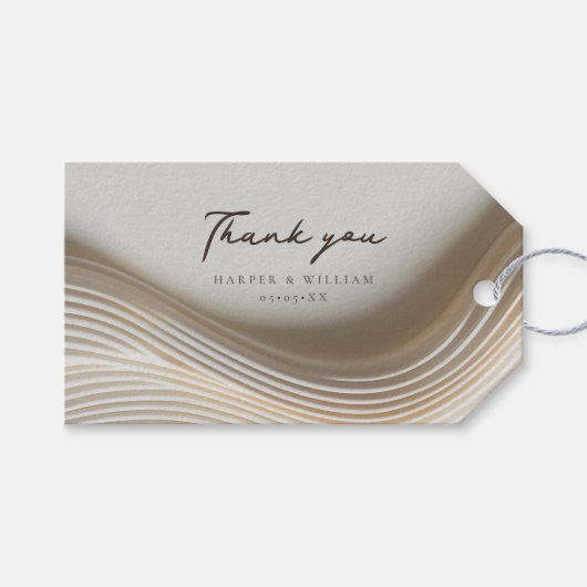 Flowing ivory bruiloft bedankt cadeaulabel (Voorkant (Horizontaal))