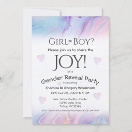 Flowing Pink & Blue Gender Reveal Party Kaart