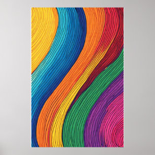 Flowing Spectrum: een levendige Abstracte regenboo Poster
