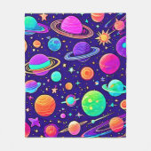 Flowy Neons: planeten en sterren Fleece Deken (Voorkant)