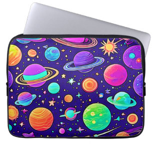 Flowy Neons: planeten en sterren Laptop Sleeve