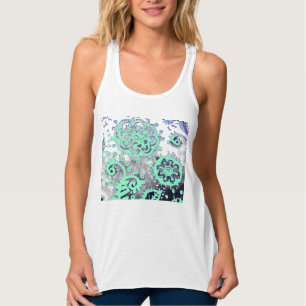 Flowy Racerback Tank Top Gradiënt Zee schuim Print