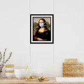 Flu Season Mona Lisa met Masker en Faux Lijst Poster (Keuken)