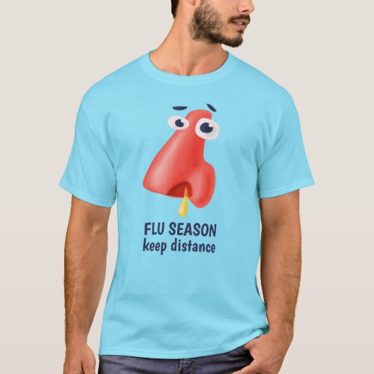 Flu-seizoen houdt afstand Funny Nose Sick T-shirt (Voorkant)