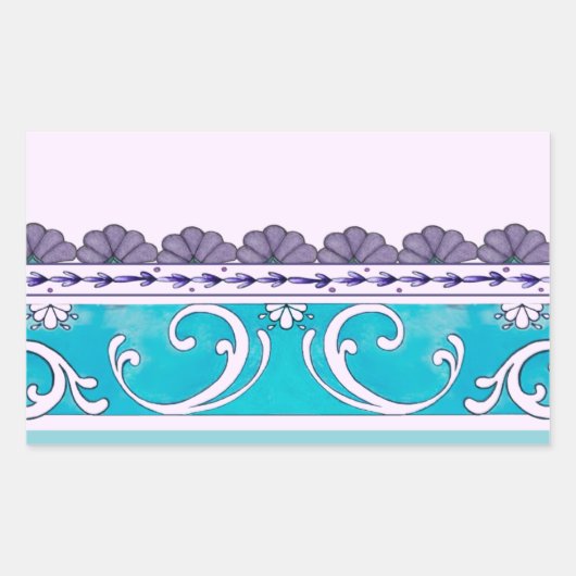 Fluer de Lis Blue Swirl-ontwerp Rechthoekige Sticker (Voorkant)