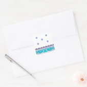 Fluer de Lis Blue Swirl-ontwerp Vierkante Sticker (Envelop)