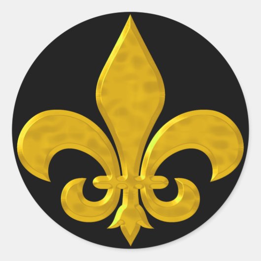 Fluer De Lis Hammered Gold Ronde Sticker (Voorkant)
