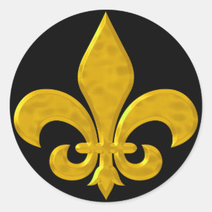 Fluer De Lis Hammered Gold Ronde Sticker