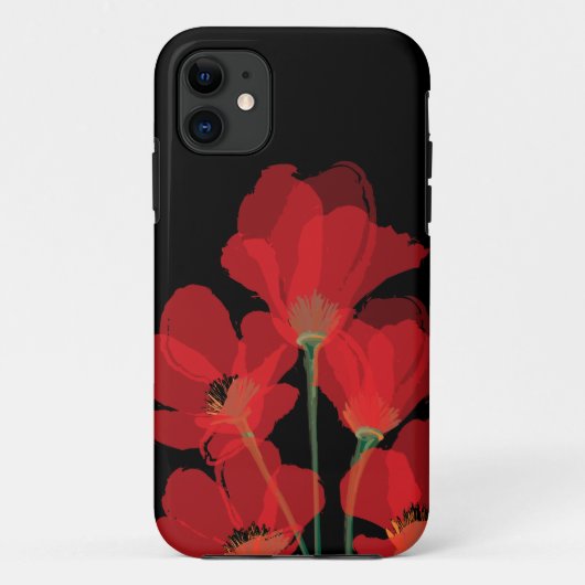 Fluers de Pavot Rouge sur Noir Case-Mate iPhone Case (Achterkant)