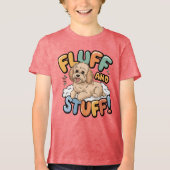 Fluff and Stuff Schattigee Goldendoodle Cartoon Tri-Blend Shirt (Voorkant)