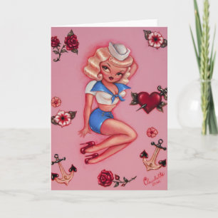 Fluff Little Blonde Sailor Girl Card Kaart