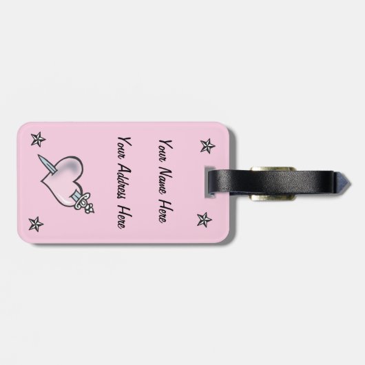 Fluff Mermaid Bagagelabel in Roze (Achterkant horizontaal)