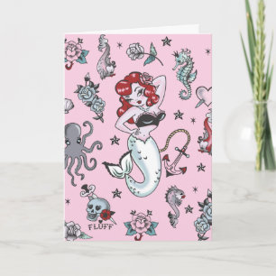 Fluff Molly Mermaid Card - roze Kaart