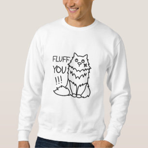 Fluff u - Funny Minimal Cute Black & White Cat Trui