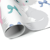 Fluffe kerstkat met roze boog cadeaupapier (Rol Hoek)