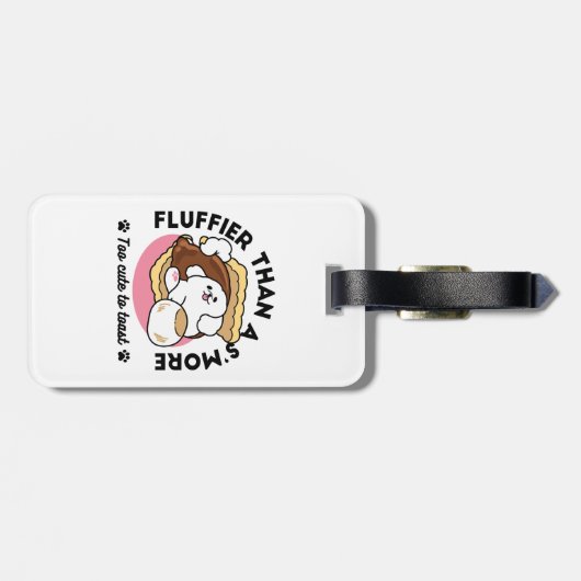 Fluffier Than A S'more - Schattigee hond en desser Bagagelabel (Achterkant horizontaal)