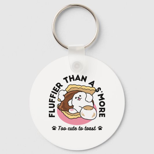 Fluffier Than A S'more - Schattigee hond en desser Sleutelhanger (Voorkant)