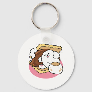 Fluffier Than A S'more - Schattigee hond en desser Sleutelhanger