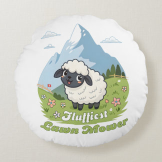 Fluffiest Lawn Mower – Adorable Blacknose Sheep Rond Kussen