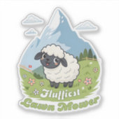 Fluffiest Lawn Mower – Adorable Blacknose Sheep Sticker (Voorkant)