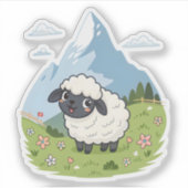 Fluffiest Lawn Mower – Adorable Blacknose Sheep Sticker (Voorkant)