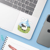 Fluffiest Lawn Mower – Adorable Blacknose Sheep Sticker (Laptop met iPhone)