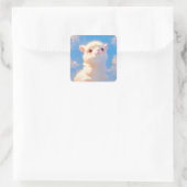 Fluffy Alpaca Wonder Vierkante Sticker (Tas)