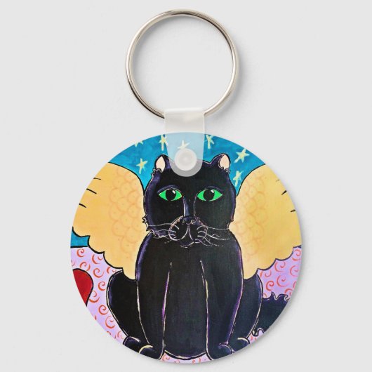 Fluffy Angel Cat Sleutelhanger (Voorkant)