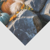 Fluffy Autumn Kittens Pompoenen en Foliage Tissuepapier (Detail)
