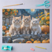 Fluffy Autumn Kittens Pompoenen en Foliage Tissuepapier (Craft)