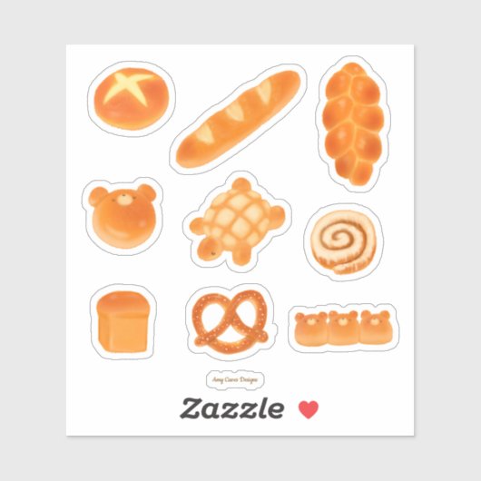 Fluffy Bakery Brood Variëteit Schildpad, broodjes, Sticker (Vel)