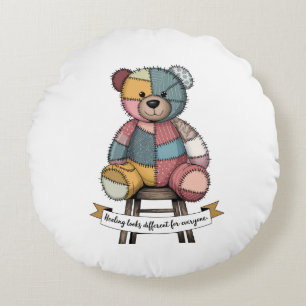 Fluffy Bear Round Coussin - Cosy Forest Friend